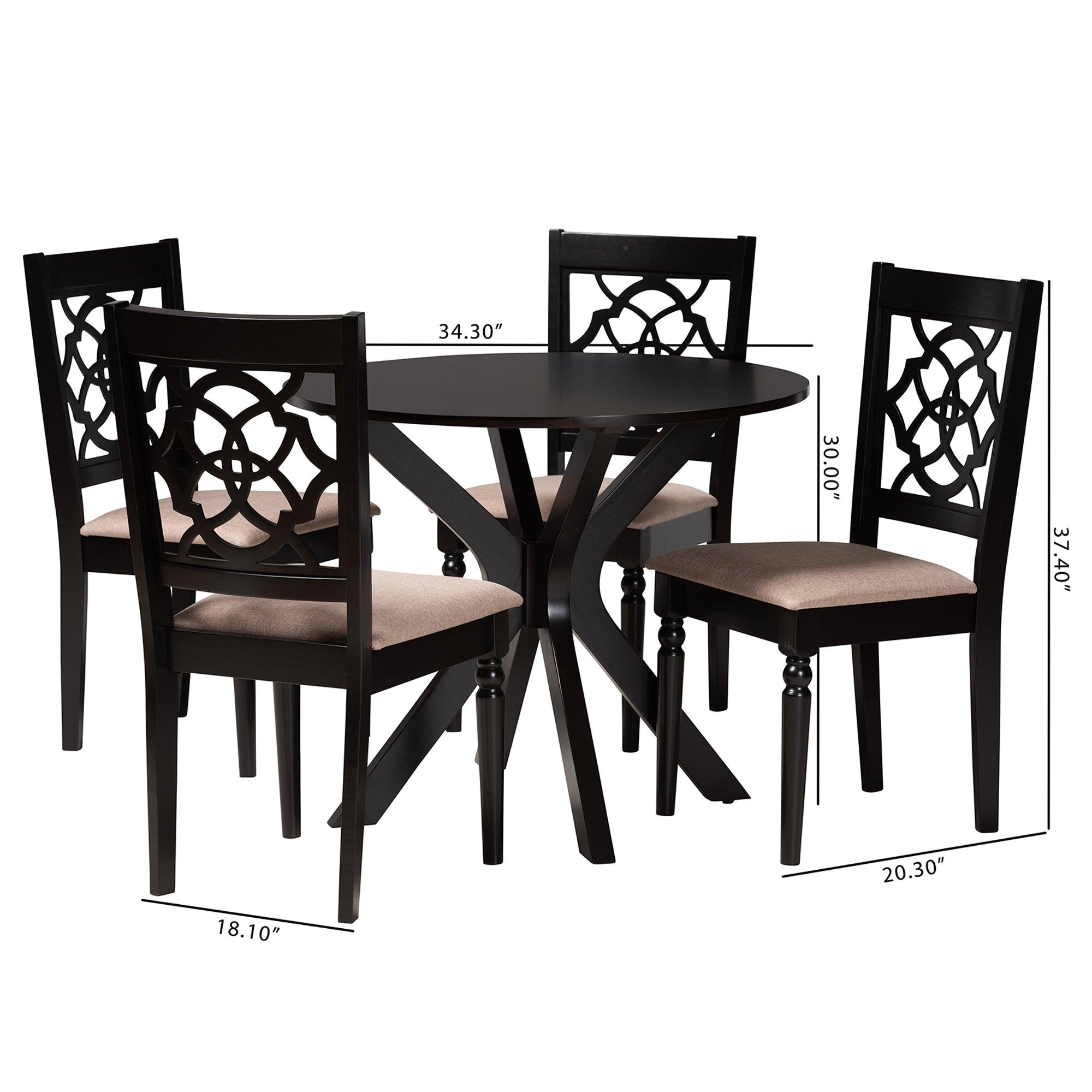 Sadie Modern Fabric and Espresso Finished Wood 5-Piece Dining Set