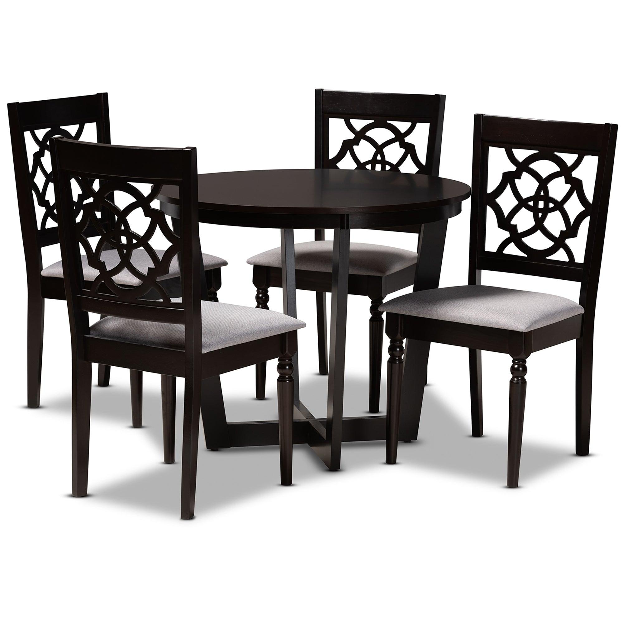 Valerie Modern and Contemporary Fabric Upholstered and Finished Wood 5-Piece Dining Set