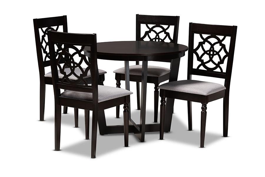 Valerie Modern and Contemporary Fabric Upholstered and Finished Wood 5-Piece Dining Set