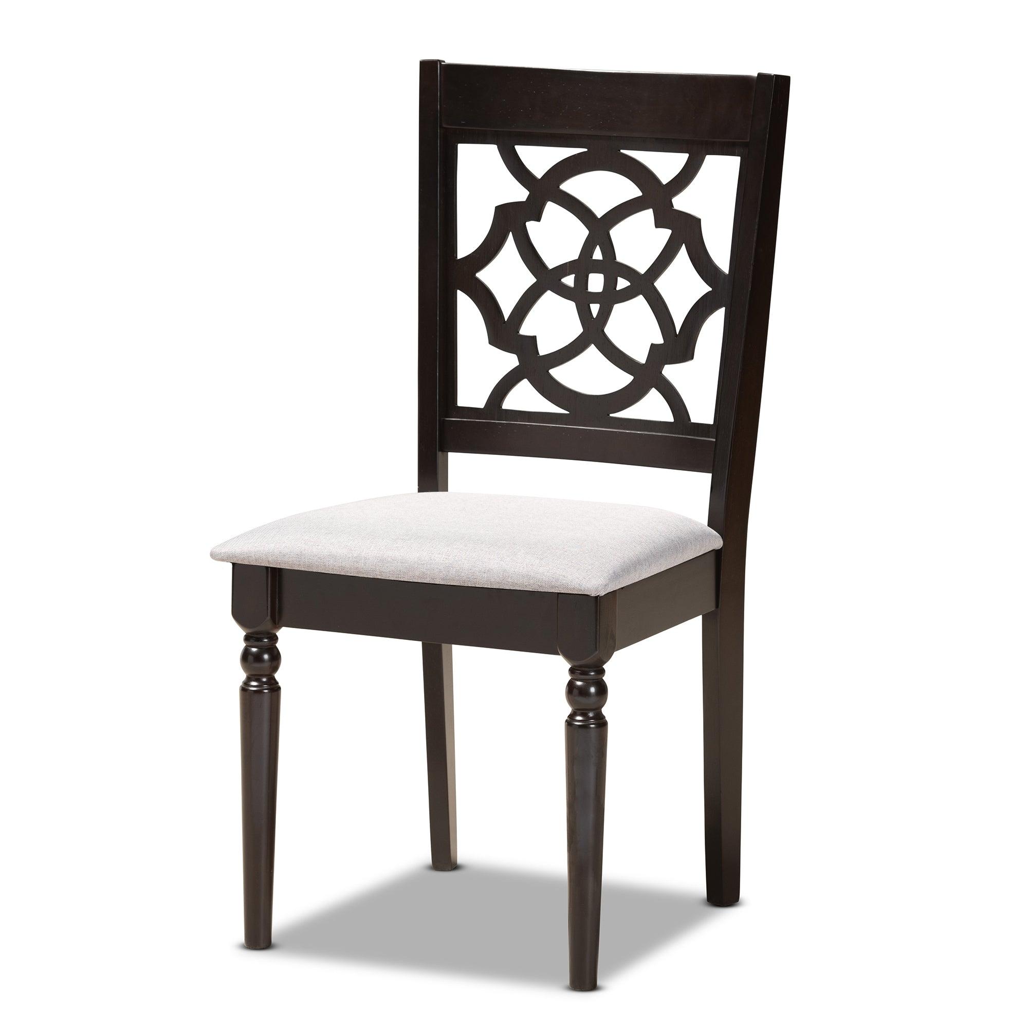 Alma Modern and Contemporary Fabric Upholstered and Finished Wood 5-Piece Dining Set