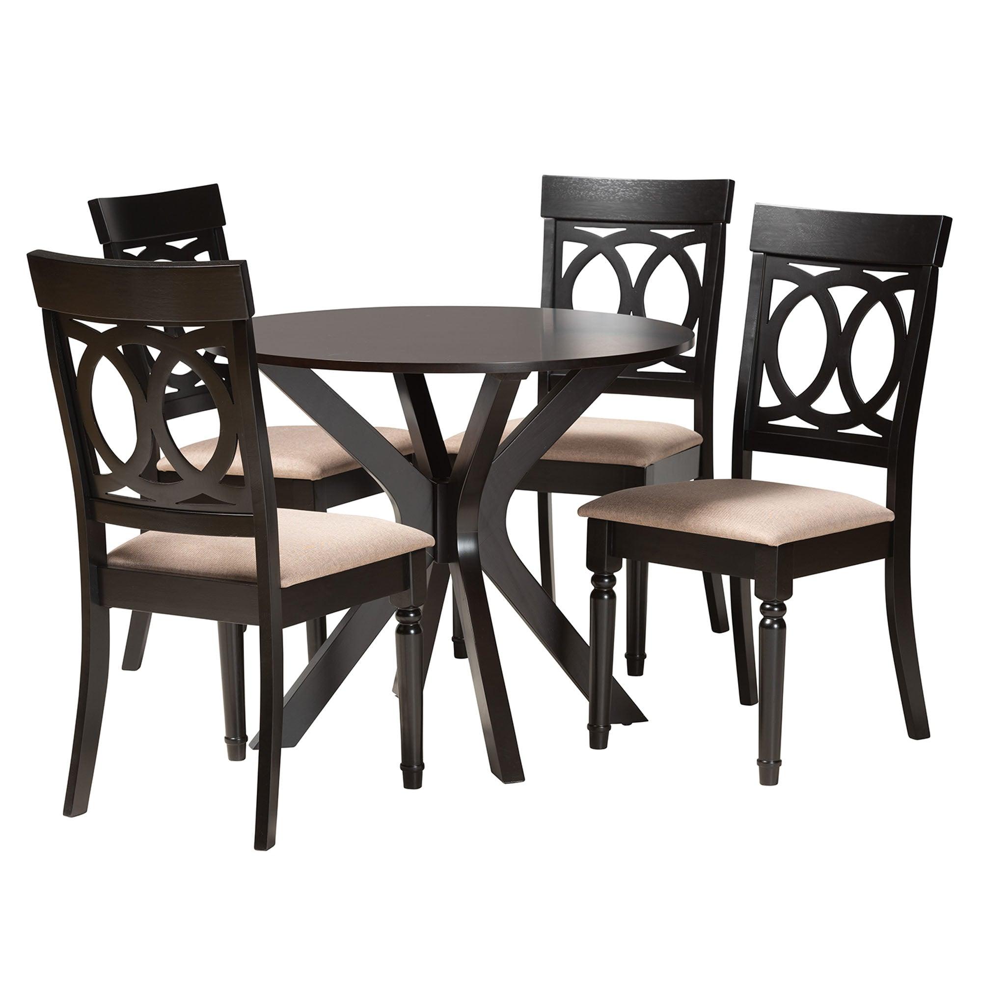 Jessie Modern Sand Fabric and Finished Wood 5-Piece Dining Set