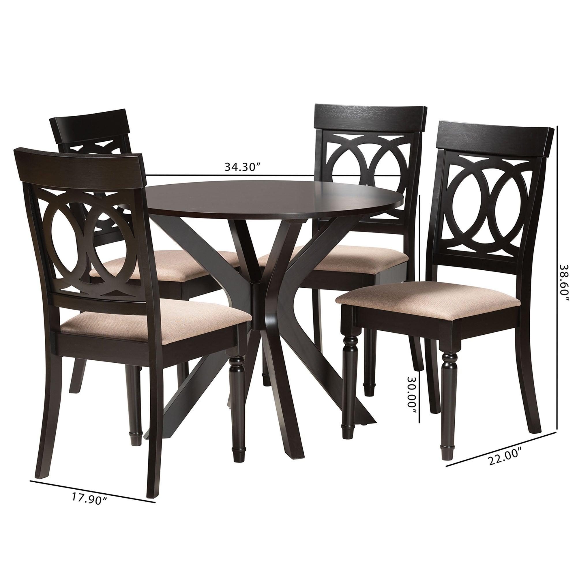 Jessie Modern Sand Fabric and Finished Wood 5-Piece Dining Set
