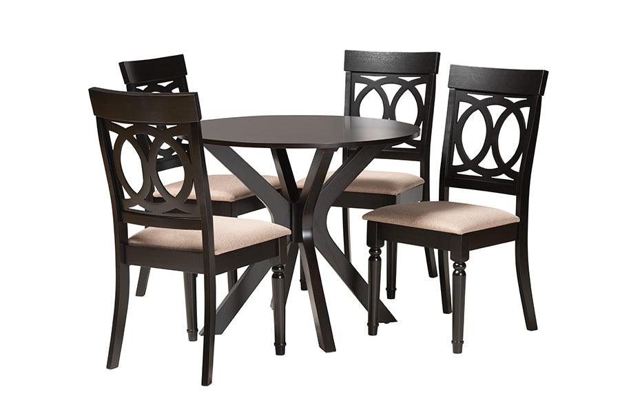 Jessie Modern Sand Fabric and Finished Wood 5-Piece Dining Set