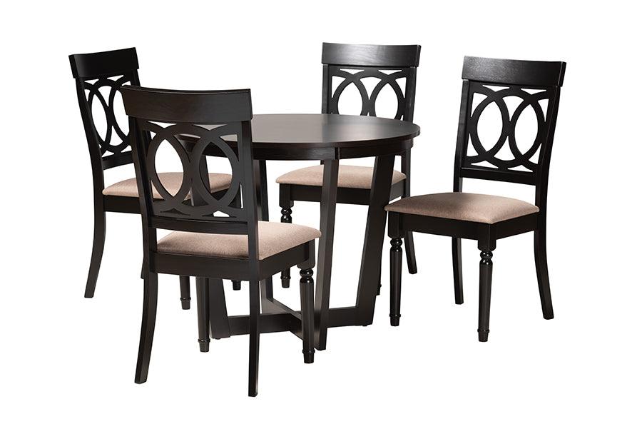 Estelle Modern Fabric and Finished Wood 5-Piece Dining Set