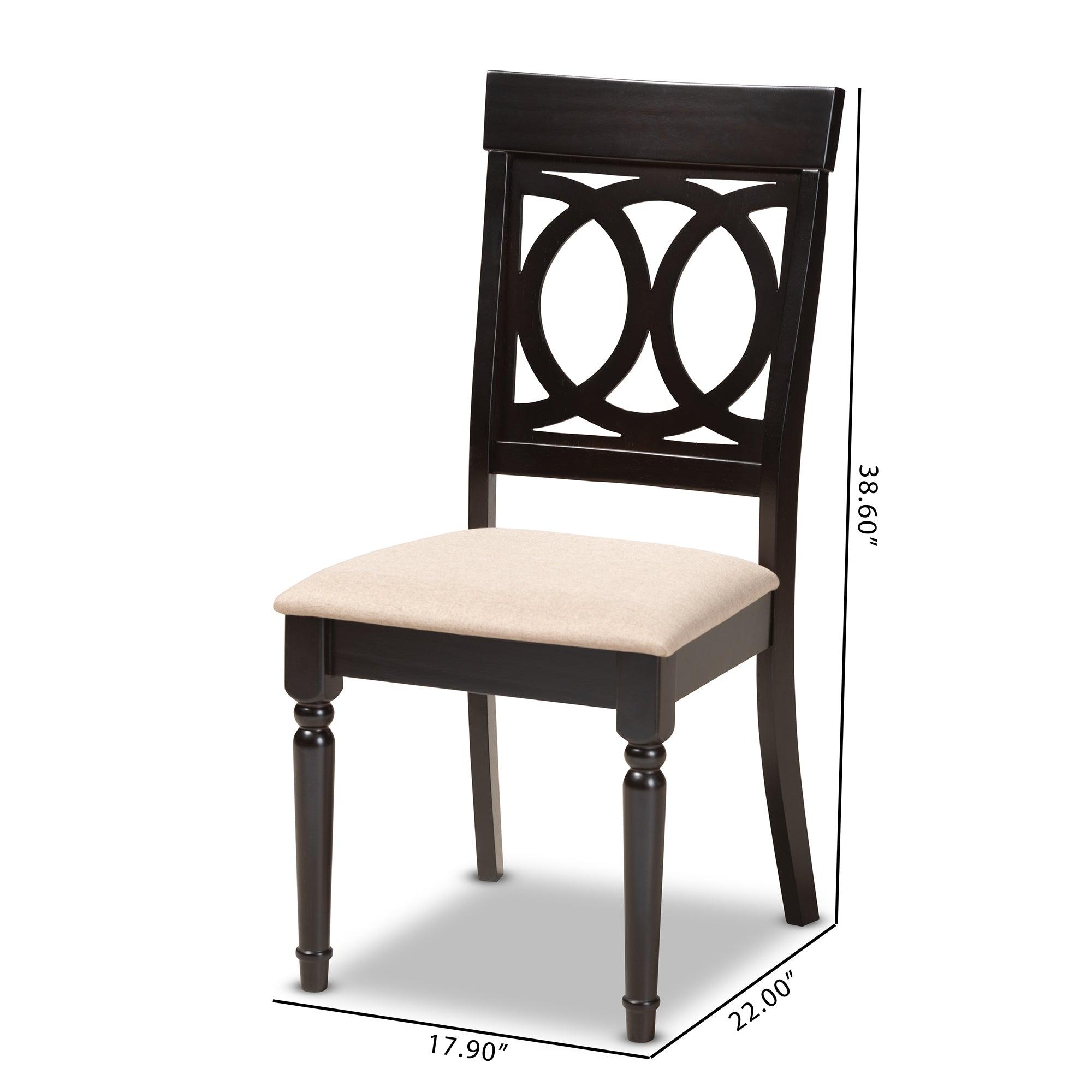 Lucie Modern and Contemporary Sand Fabric Upholstered Espresso Finished Wood Dining Chair Set of 4