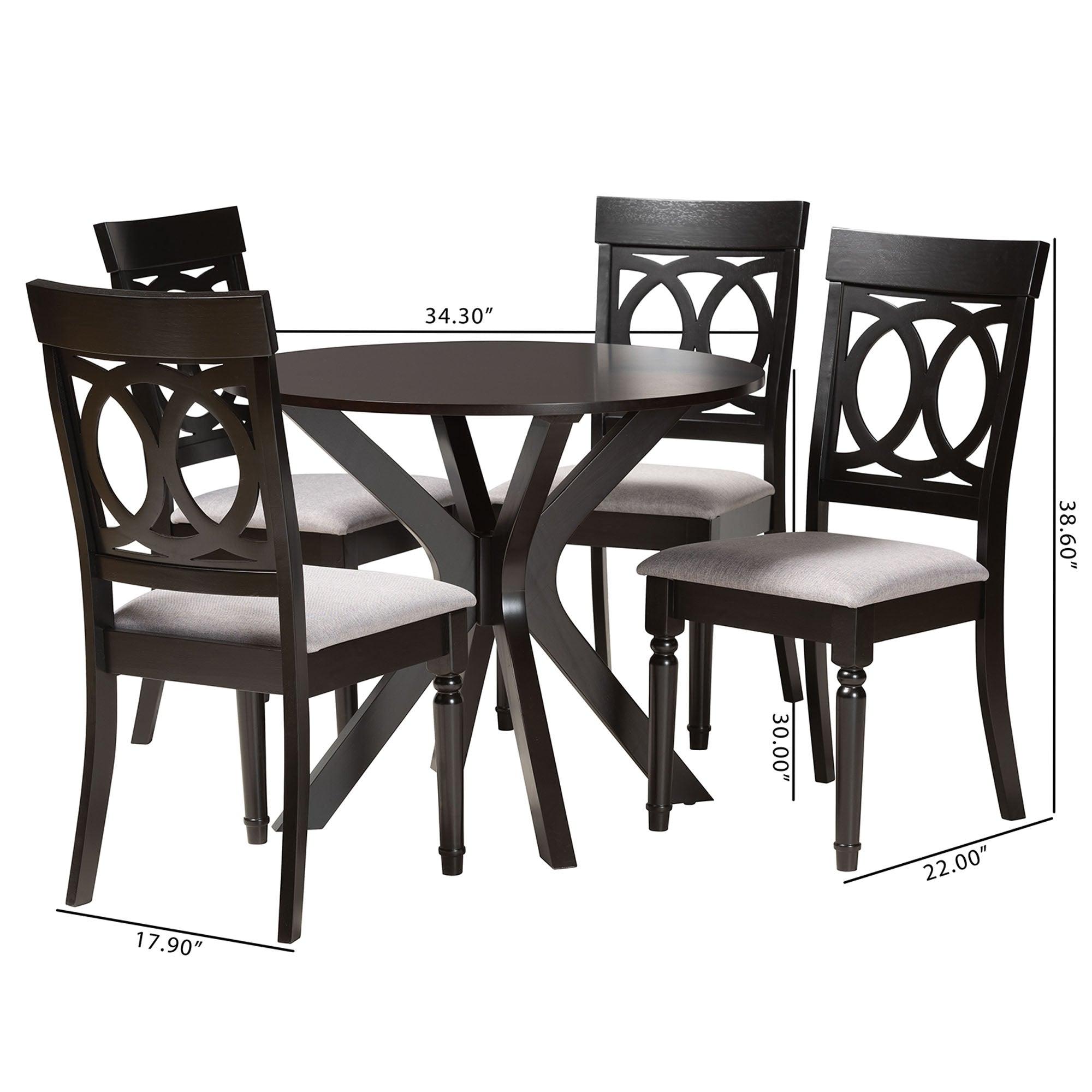 Jessie Modern Fabric and Finished Wood 5-Piece Dining Set