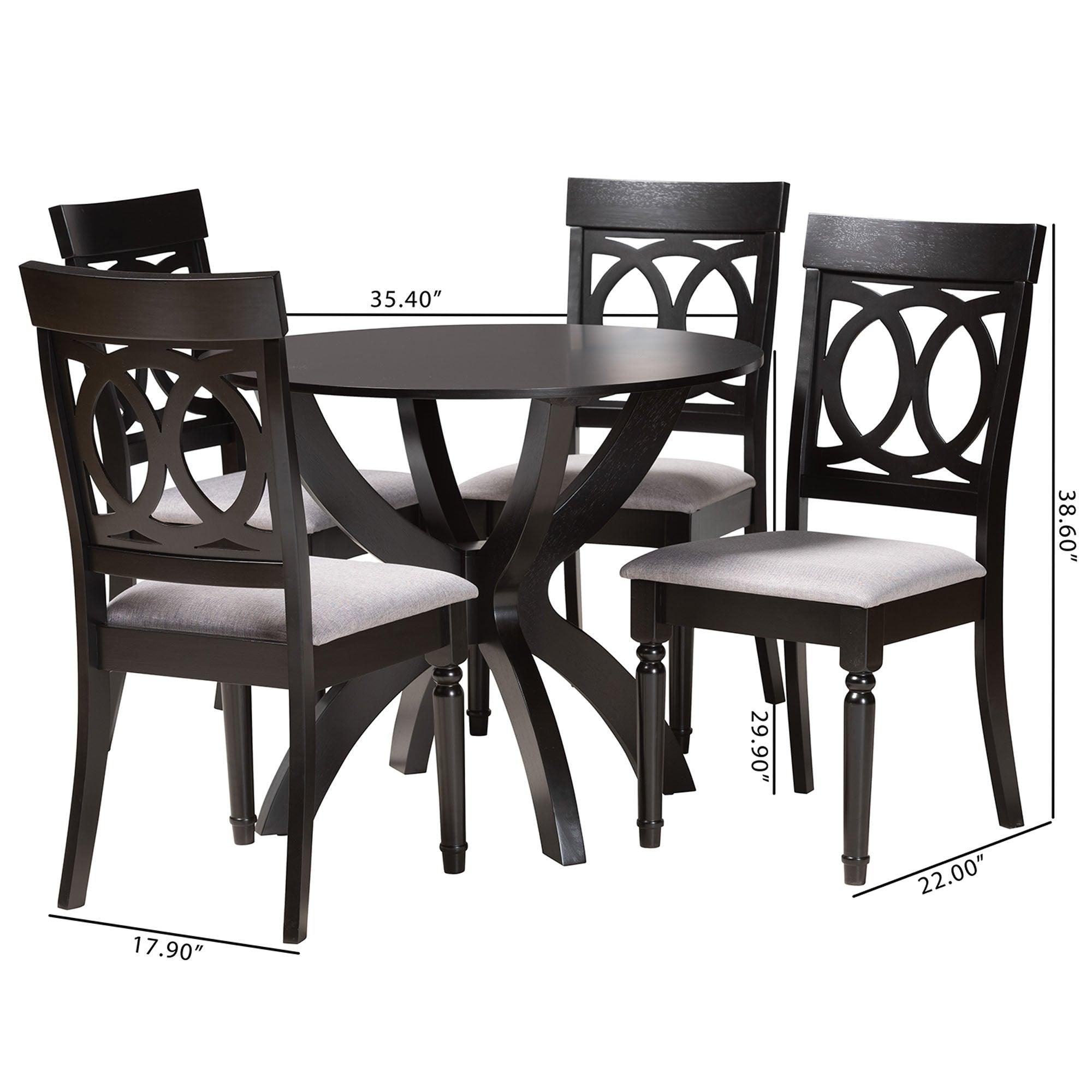 Velia Modern Fabric and Finished Wood 5-Piece Dining Set