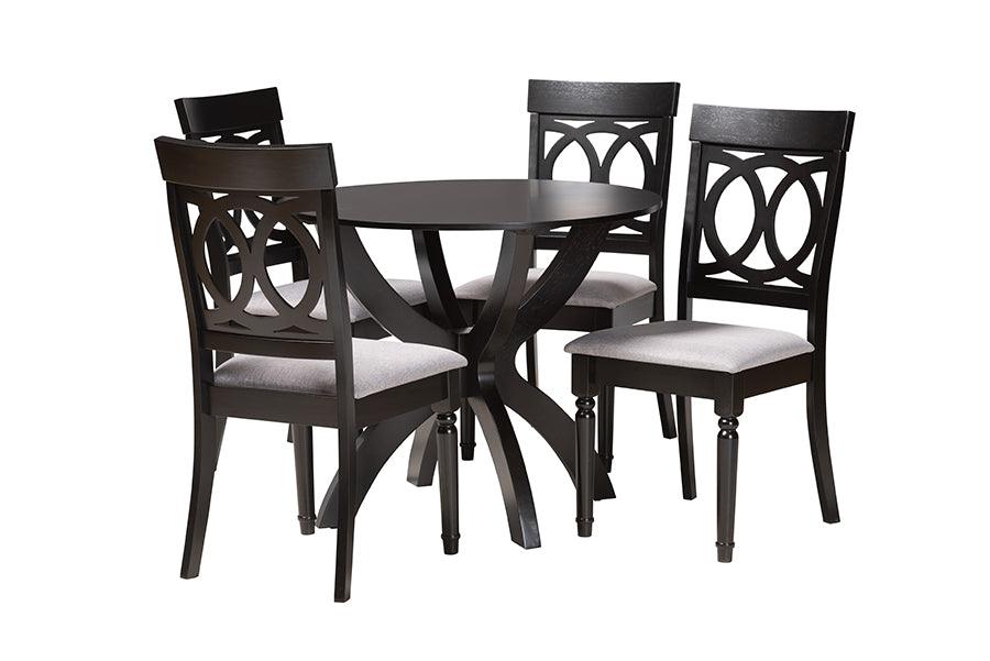 Velia Modern Fabric and Finished Wood 5-Piece Dining Set