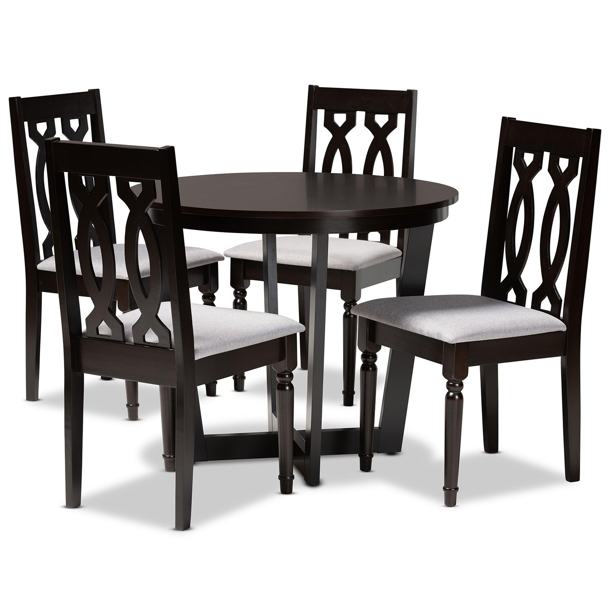 Julie Modern and Contemporary Fabric Upholstered and Finished Wood 5-Piece Dining Set