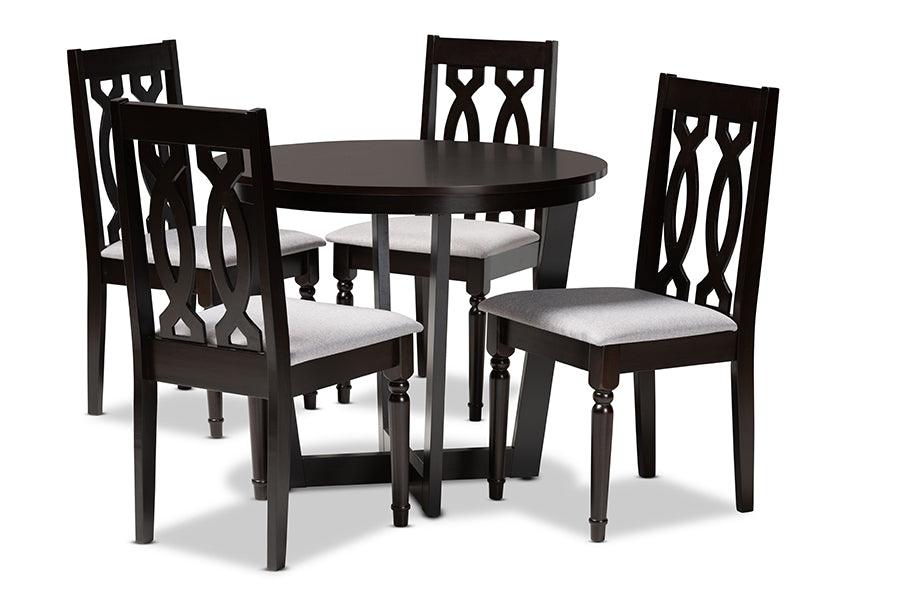 Julie Modern and Contemporary Fabric Upholstered and Finished Wood 5-Piece Dining Set