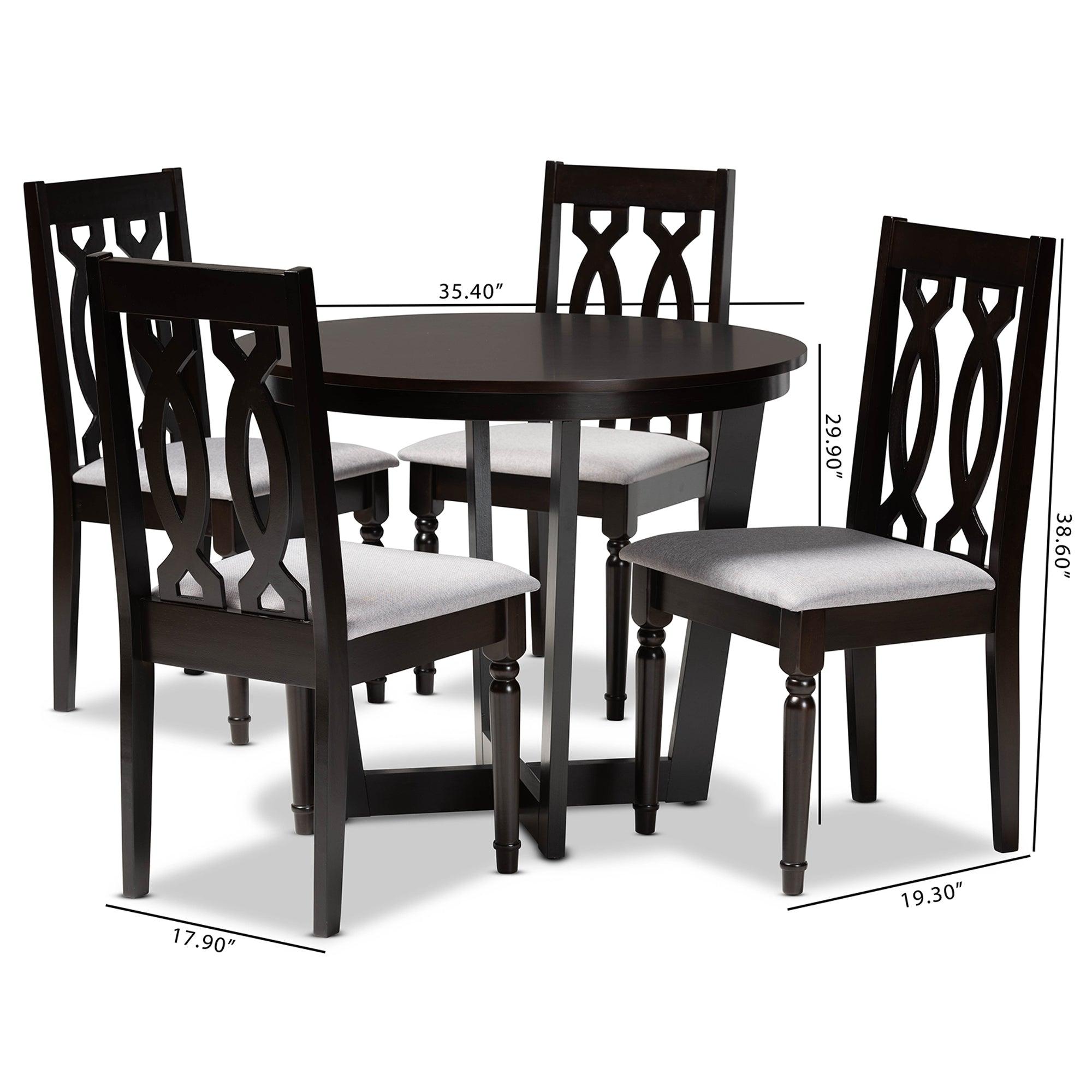 Julie Modern and Contemporary Fabric Upholstered and Finished Wood 5-Piece Dining Set