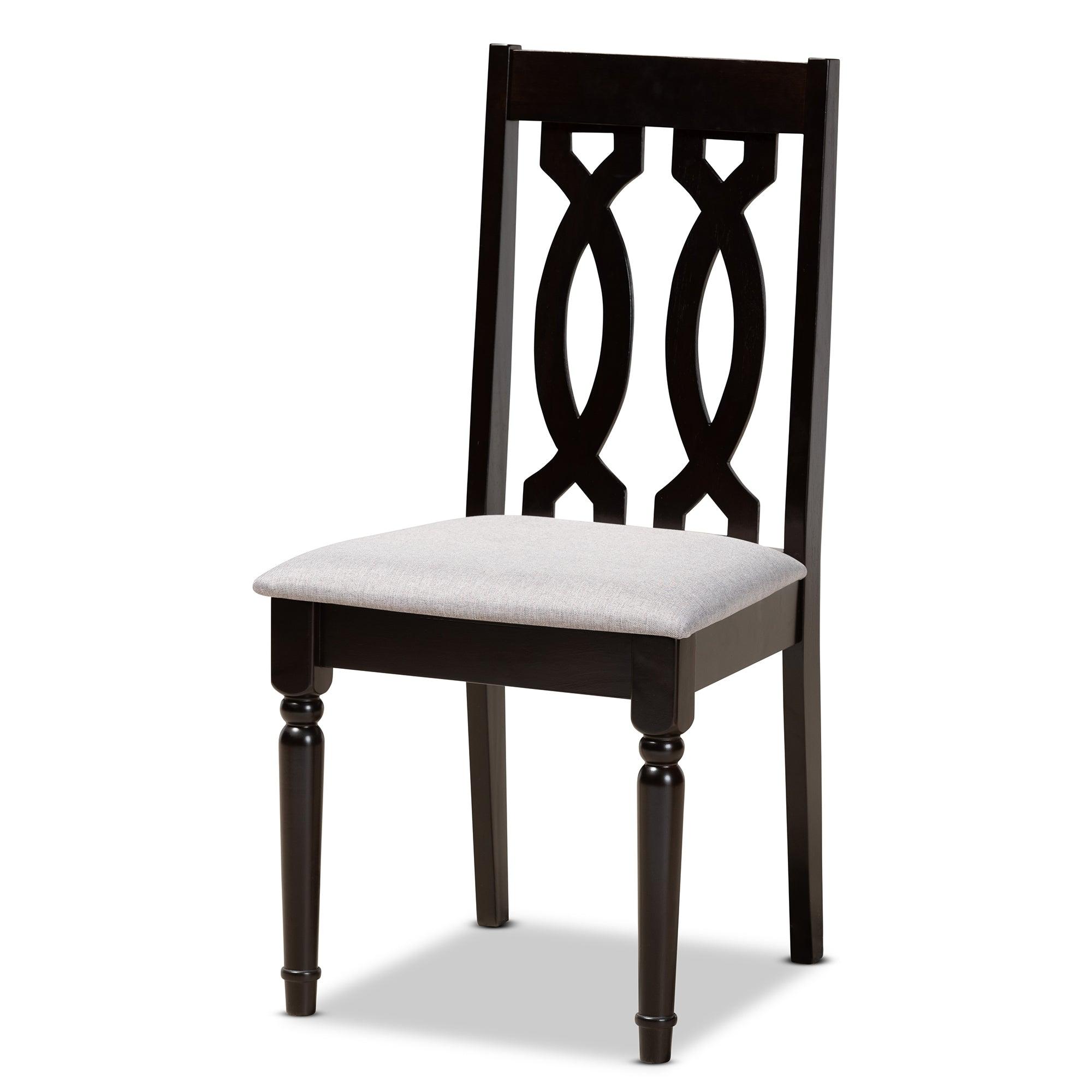 Mona Modern and Contemporary Fabric Upholstered and Finished Wood 5-Piece Dining Set