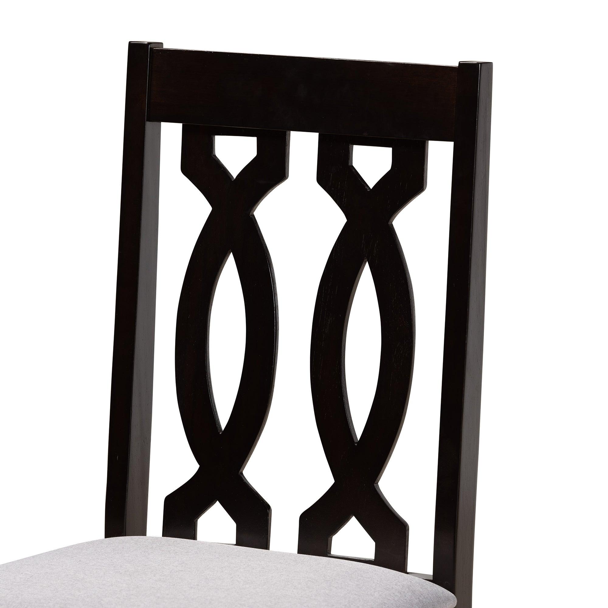 Mona Modern and Contemporary Fabric Upholstered and Finished Wood 5-Piece Dining Set