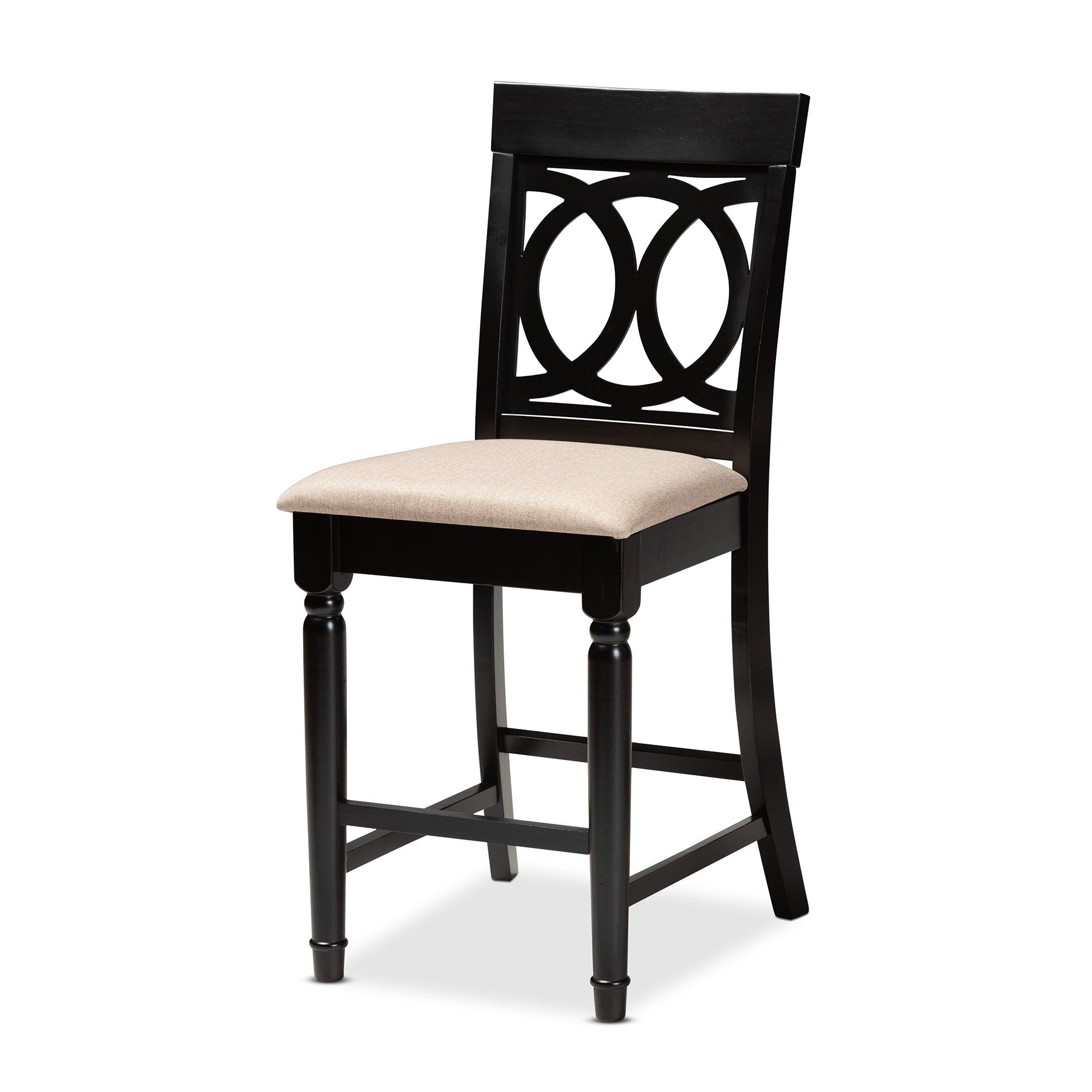 Verina Modern and Contemporary Sand Fabric Upholstered Espresso Finished 5-Piece Wood Pub Set