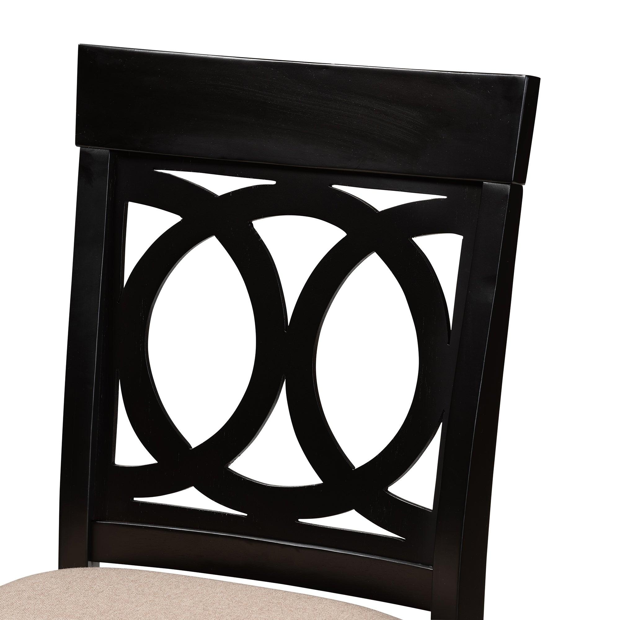 Verina Modern and Contemporary Sand Fabric Upholstered Espresso Finished 5-Piece Wood Pub Set