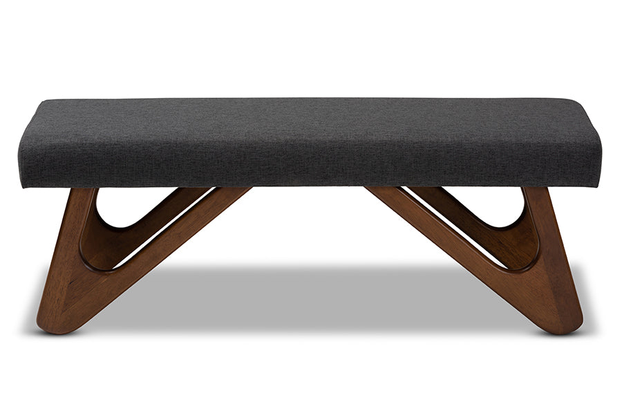 Rika Mid-Century Modern Fabric Upholstered Finished Boomerang Bench
