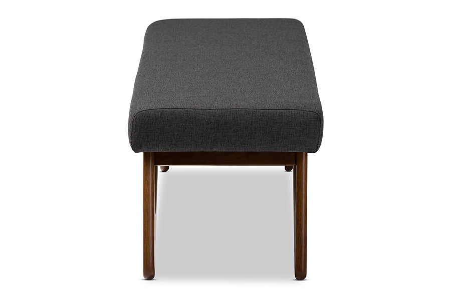 Rika Mid-Century Modern Fabric Upholstered Finished Boomerang Bench