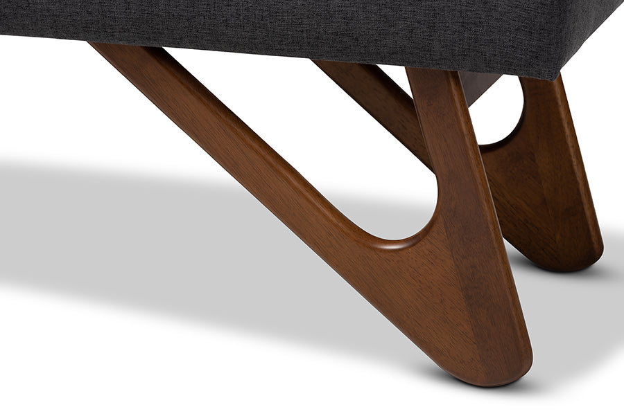 Rika Mid-Century Modern Fabric Upholstered Finished Boomerang Bench
