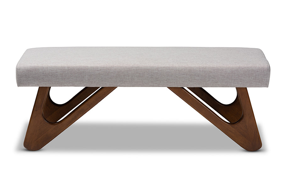 Rika Mid-Century Modern Fabric Upholstered Finished Boomerang Bench