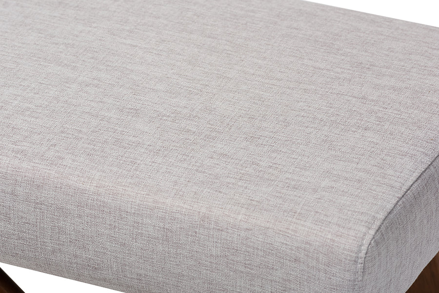 Rika Mid-Century Modern Fabric Upholstered Finished Boomerang Bench