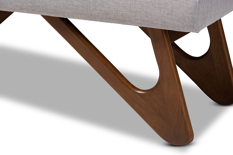 Rika Mid-Century Modern Fabric Upholstered Finished Boomerang Bench