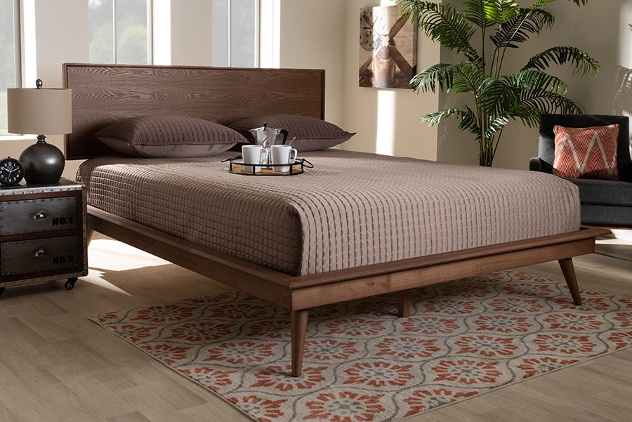 Karine Mid-Century Modern Finished Wood Platform Bed