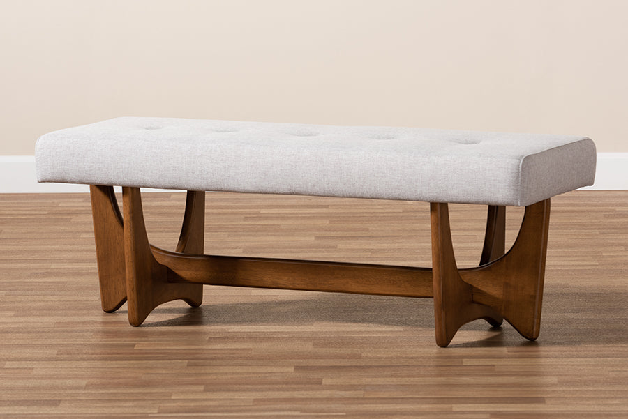 Theo Mid-Century Modern Fabric Upholstered Finished Bench