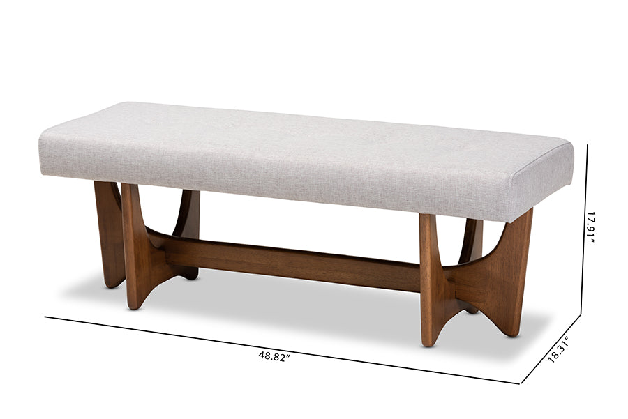 Theo Mid-Century Modern Fabric Upholstered Finished Bench