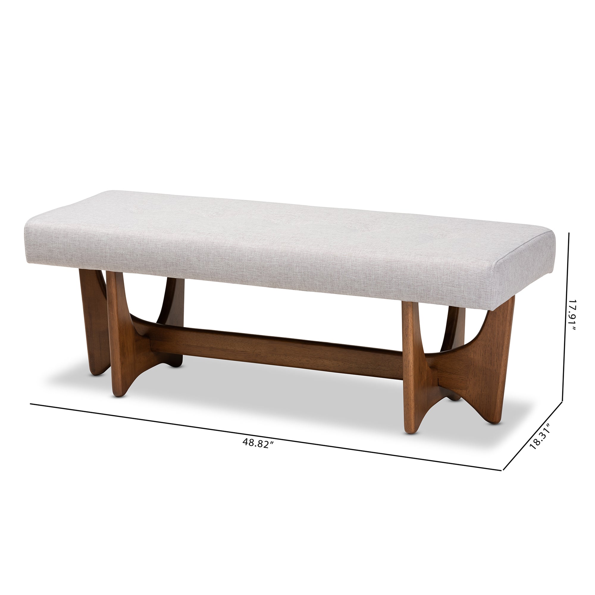 Theo Mid-Century Modern Fabric Upholstered Finished Bench