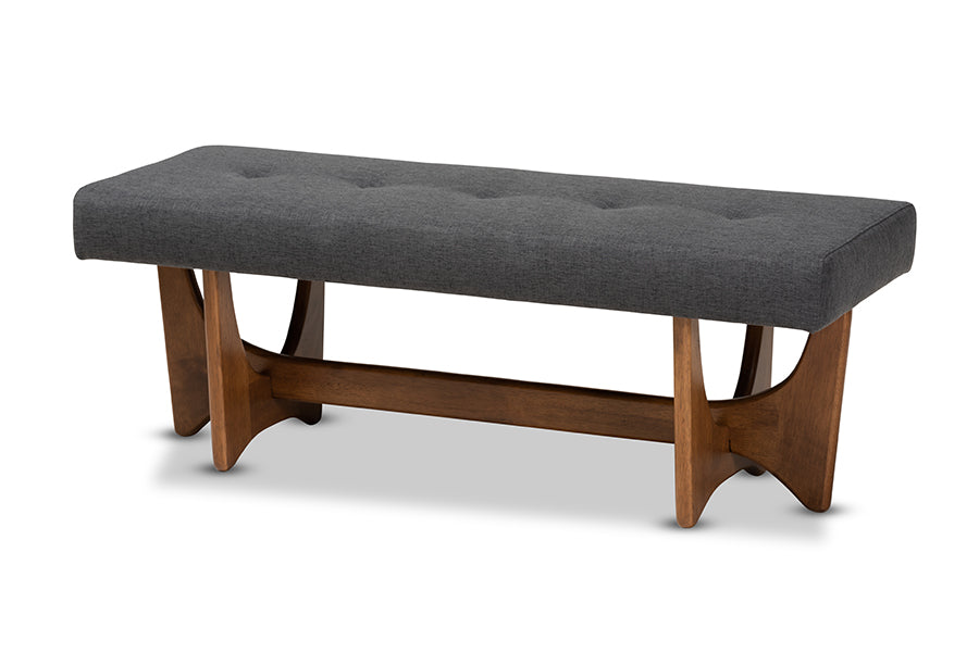 Theo Mid-Century Modern Fabric Upholstered Finished Bench