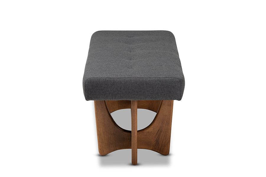 Theo Mid-Century Modern Fabric Upholstered Finished Bench