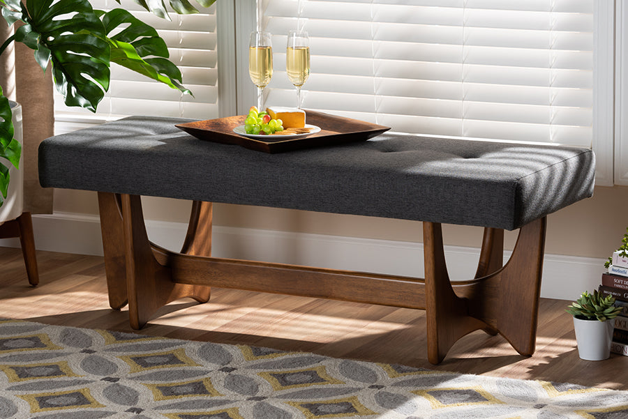 Theo Mid-Century Modern Fabric Upholstered Finished Bench