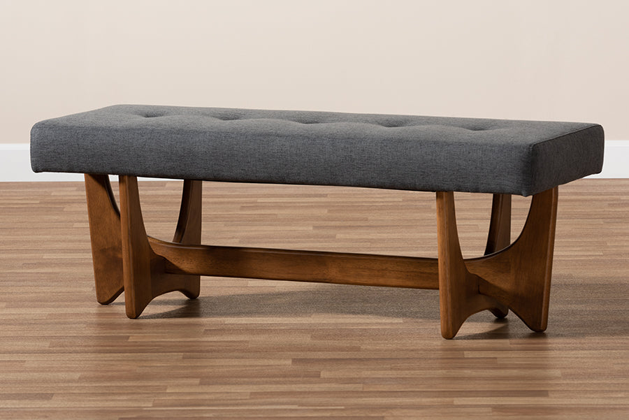 Theo Mid-Century Modern Fabric Upholstered Finished Bench