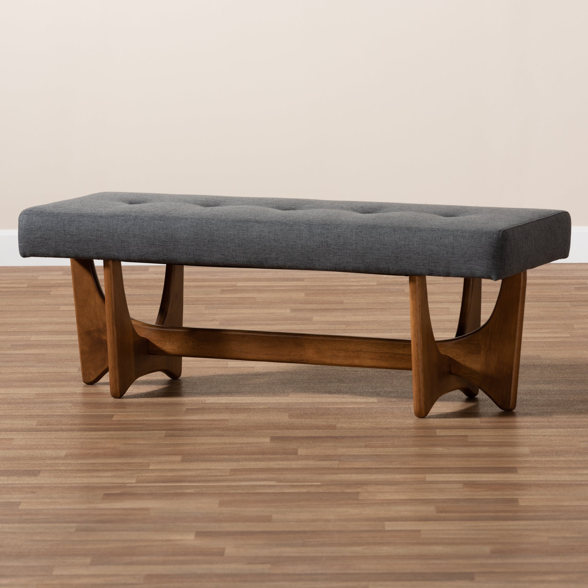 Theo Mid-Century Modern Fabric Upholstered Finished Bench