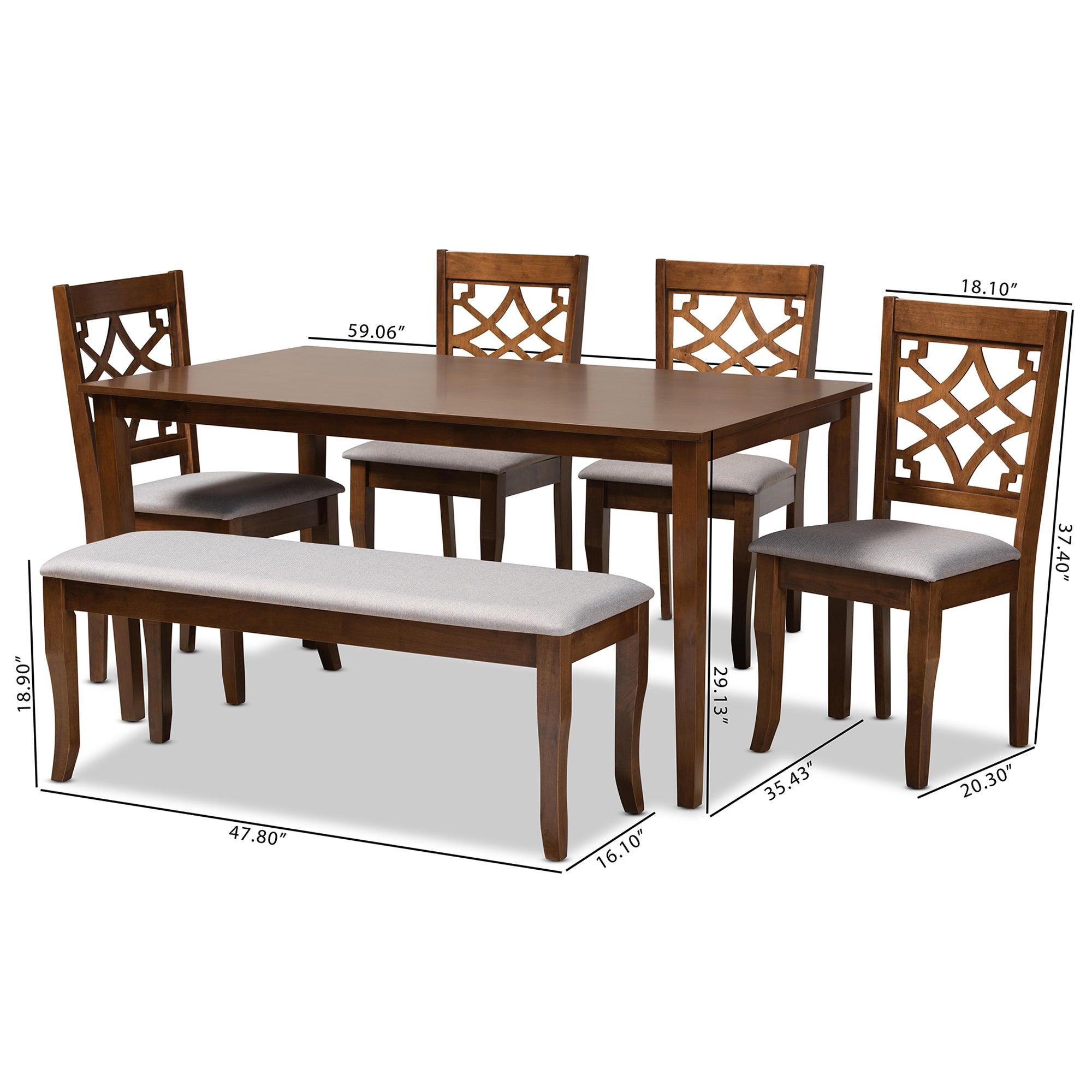Dori Modern and Contemporary Fabric Upholstered and Finished Wood 6-Piece Dining Set