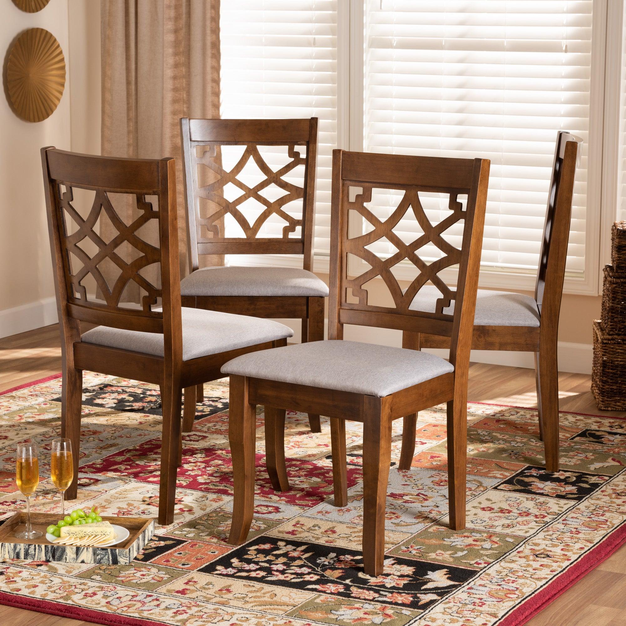 Mael Modern and Contemporary Fabric Upholstered Finished Wood 4-Piece Dining Chair Set