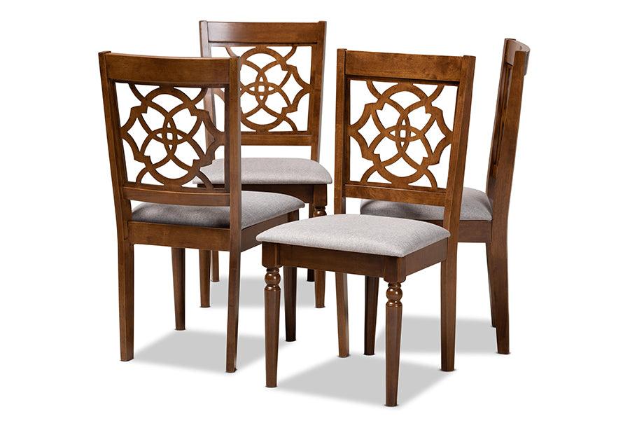 Lylah Modern and Contemporary Fabric Upholstered and Finished Wood 4-Piece Dining Chair Set