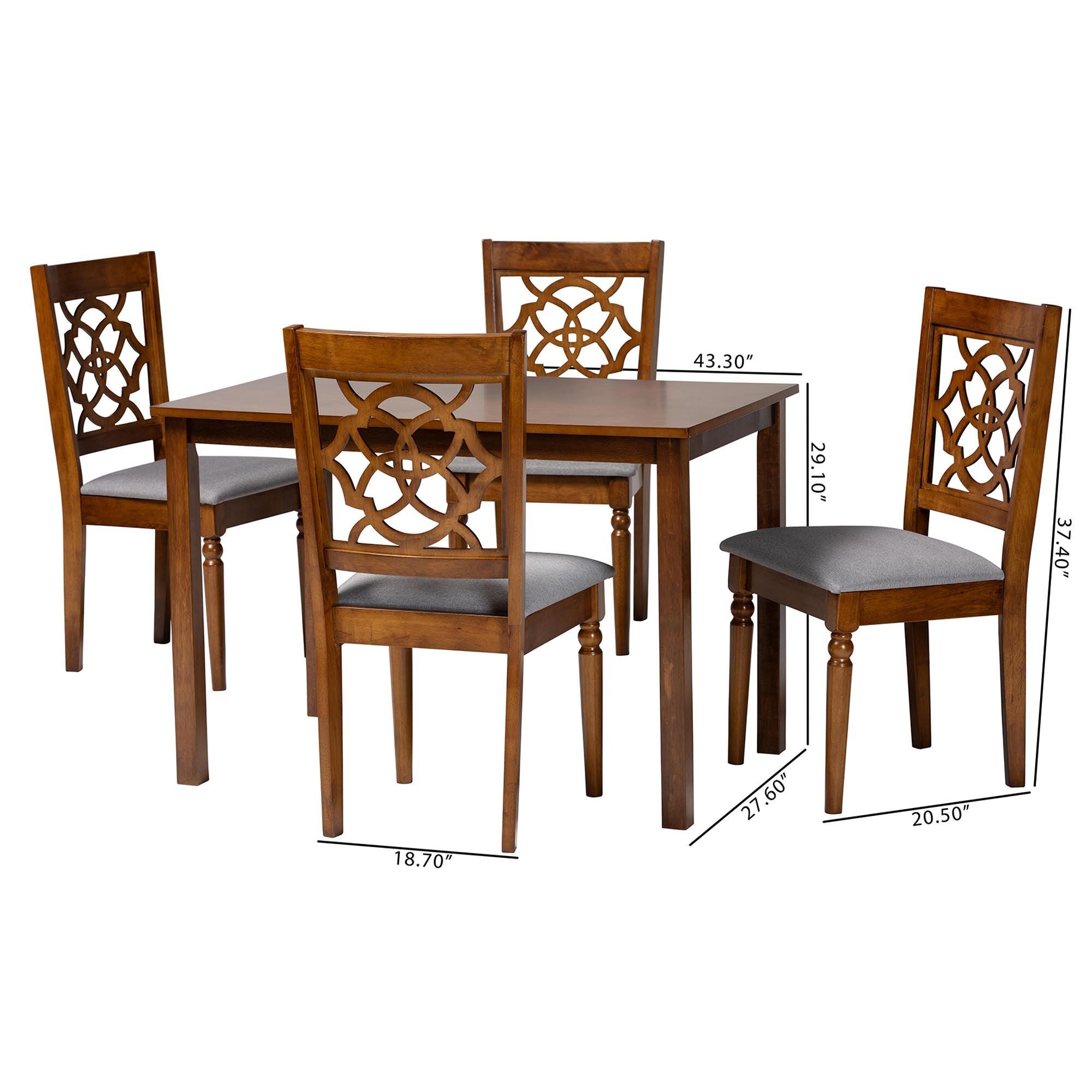 Renaud Modern and Wood 5-Piece Dining Set