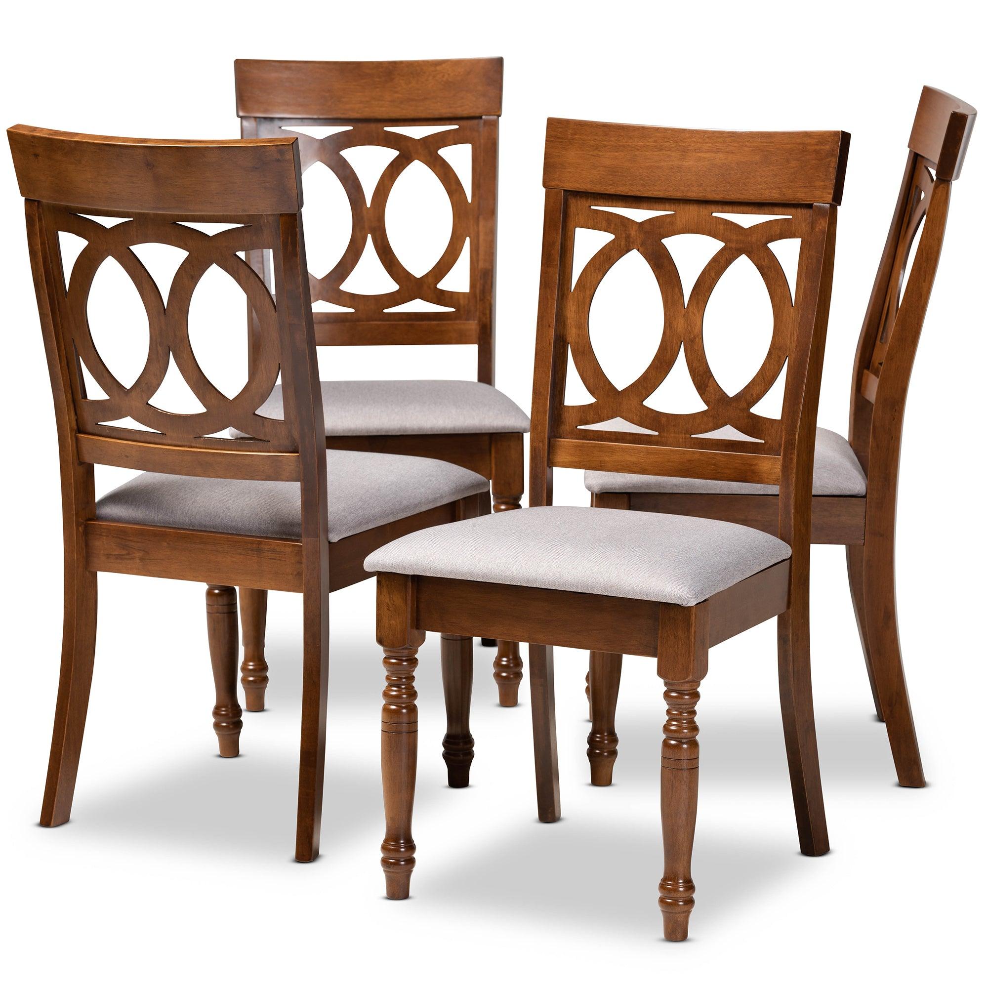 Lucie Modern and Contemporary Fabric Upholstered and Finished Wood 4-Piece Dining Chair Set