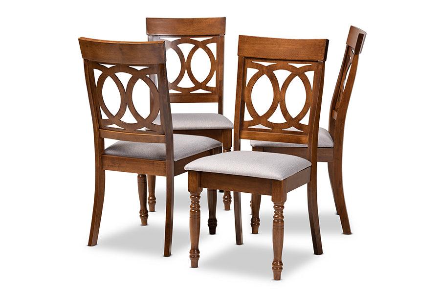 Lucie Modern and Contemporary Fabric Upholstered and Finished Wood 4-Piece Dining Chair Set