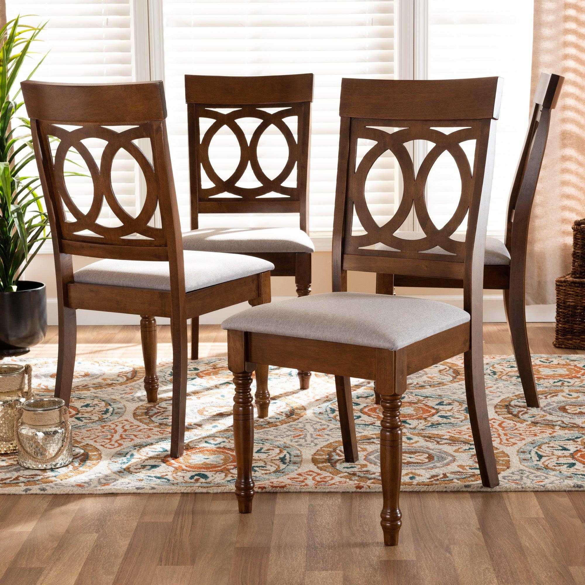 Lucie Modern and Contemporary Fabric Upholstered and Finished Wood 4-Piece Dining Chair Set