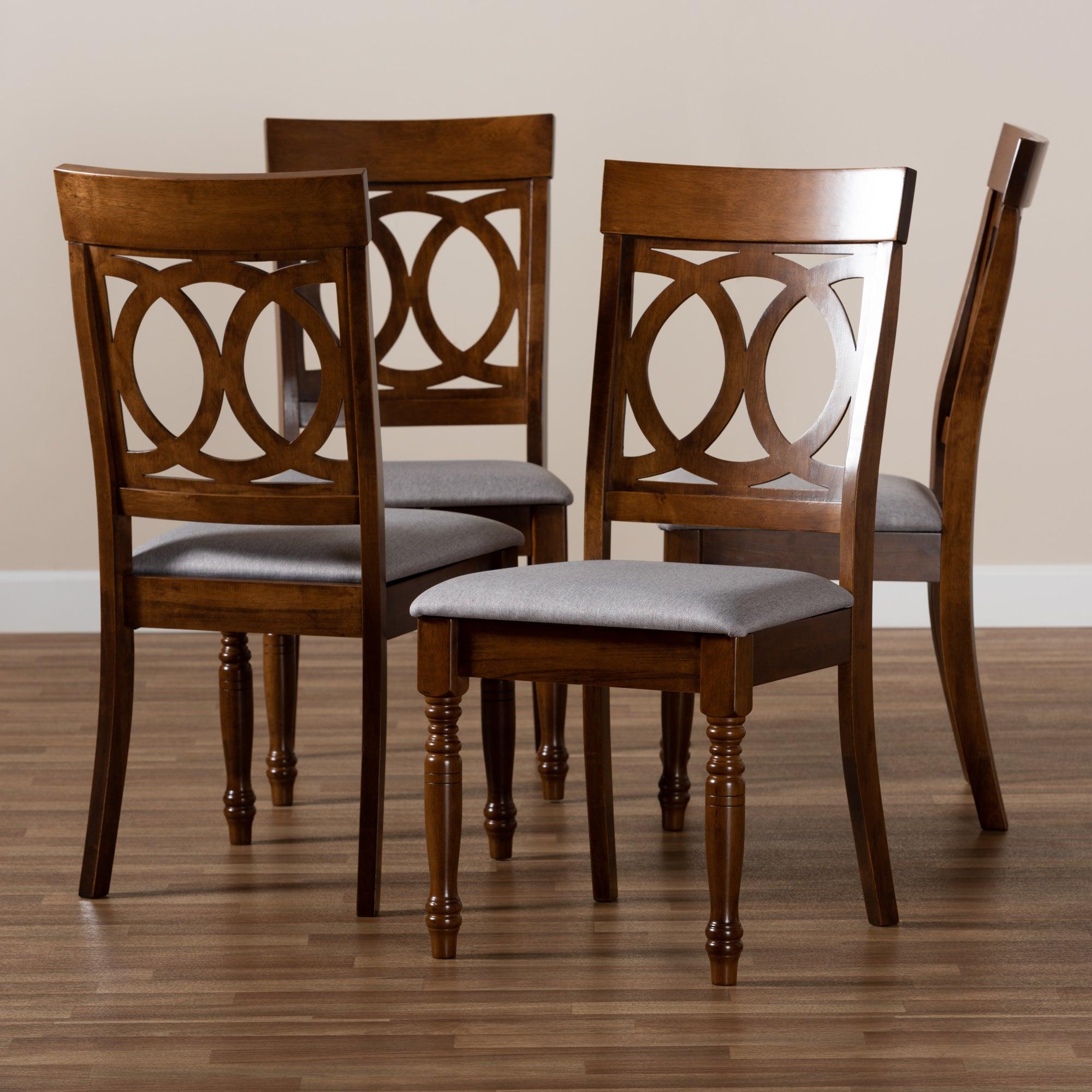 Lucie Modern and Contemporary Fabric Upholstered and Finished Wood 4-Piece Dining Chair Set
