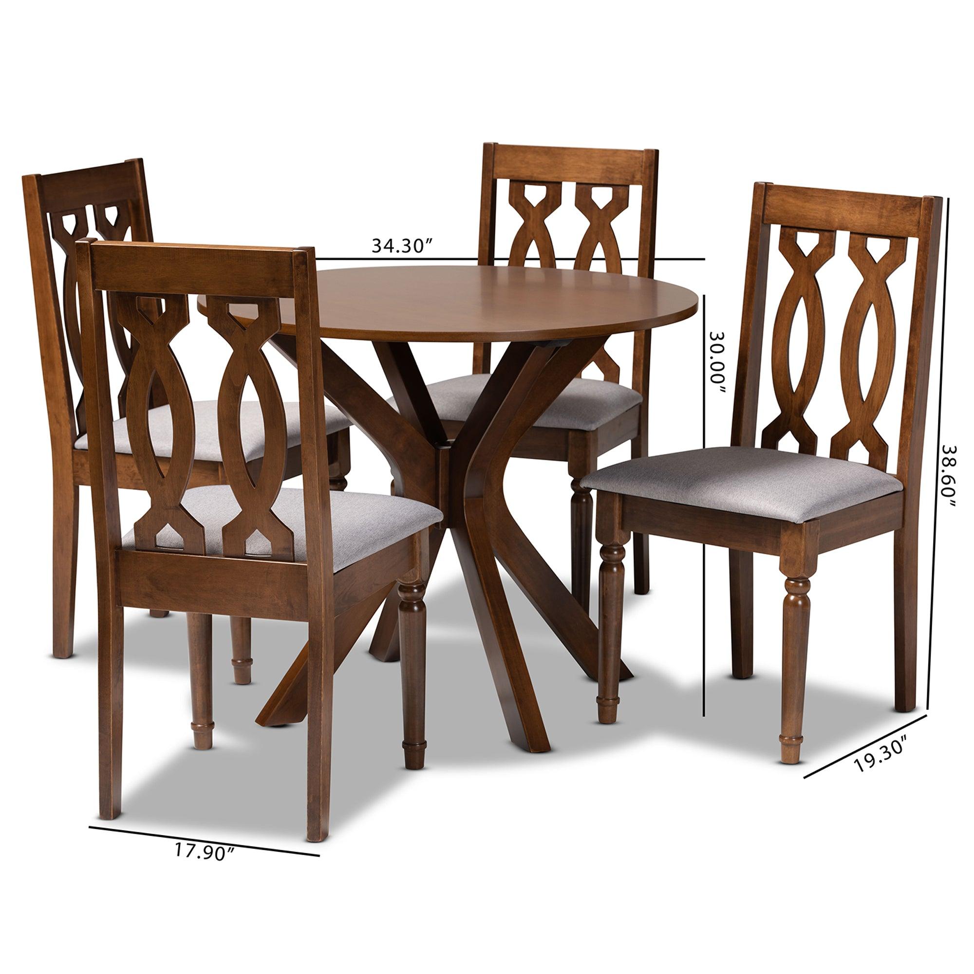 Callie Modern and Contemporary Fabric Upholstered and Finished Wood 5-Piece Dining Set