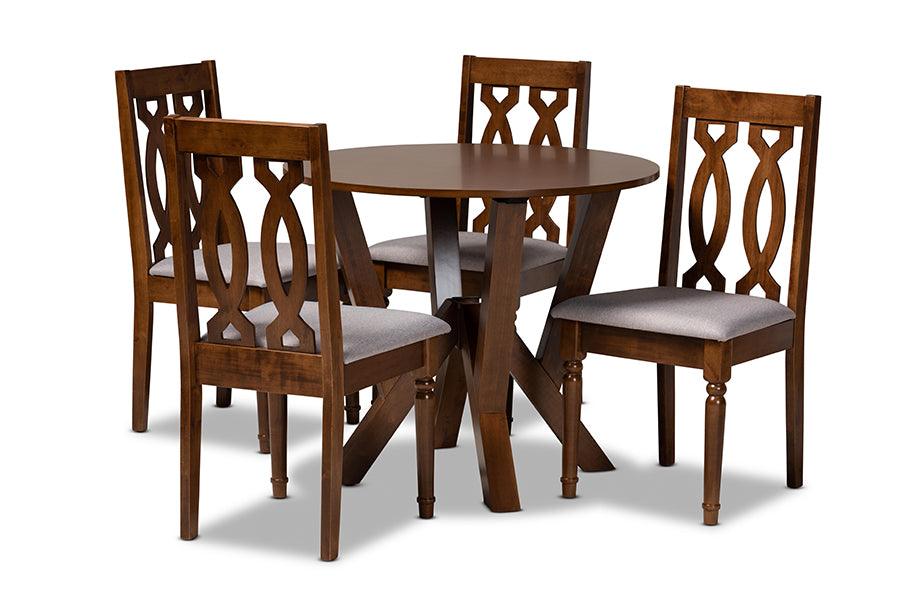Elaine Modern and Contemporary Fabric Upholstered and Finished Wood 5-Piece Dining Set