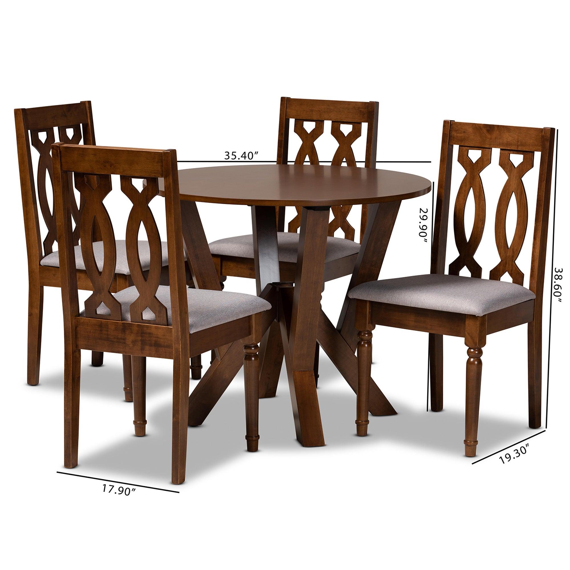 Elaine Modern and Contemporary Fabric Upholstered and Finished Wood 5-Piece Dining Set