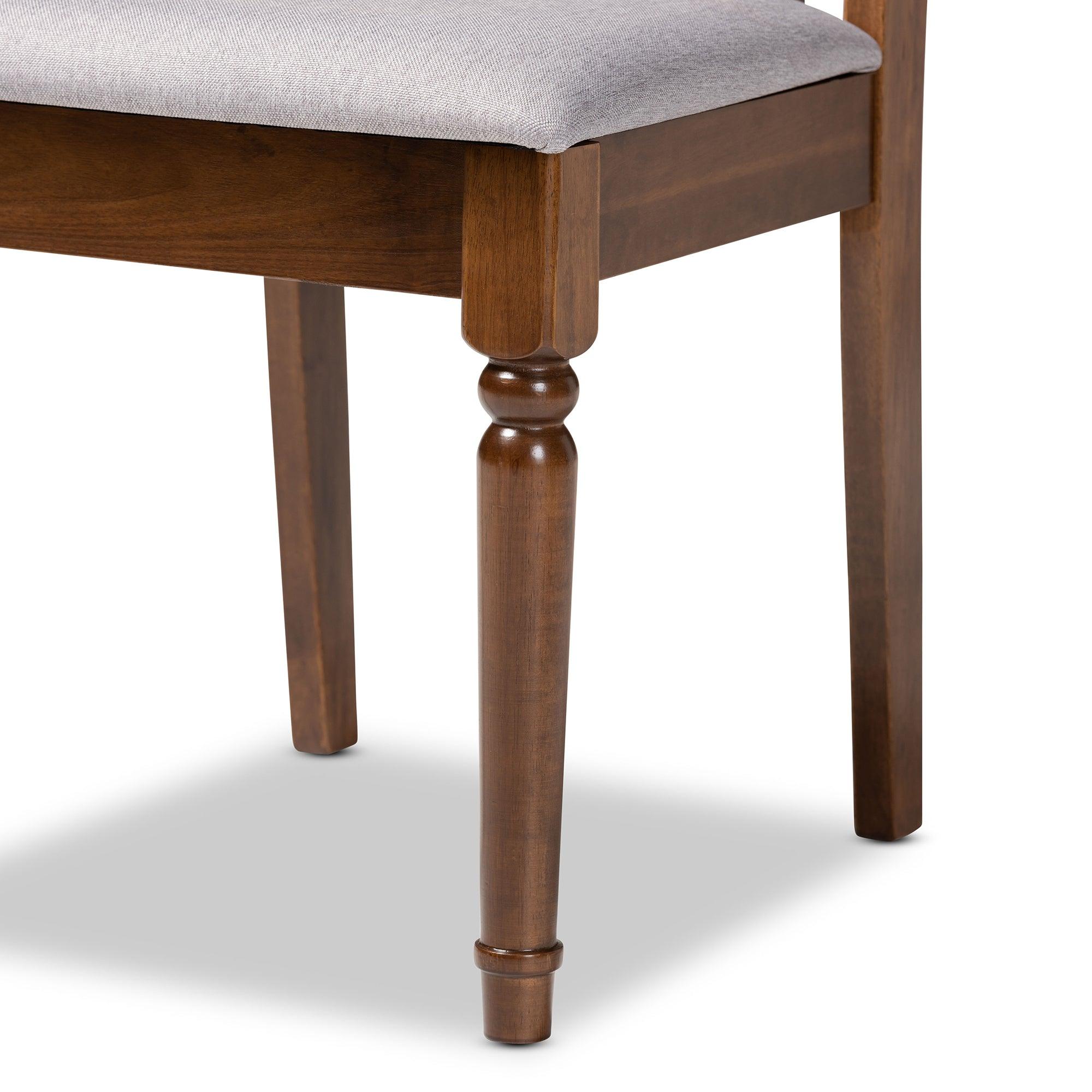 Mona Modern and Contemporary Fabric Upholstered and Finished Wood 5-Piece Dining Set
