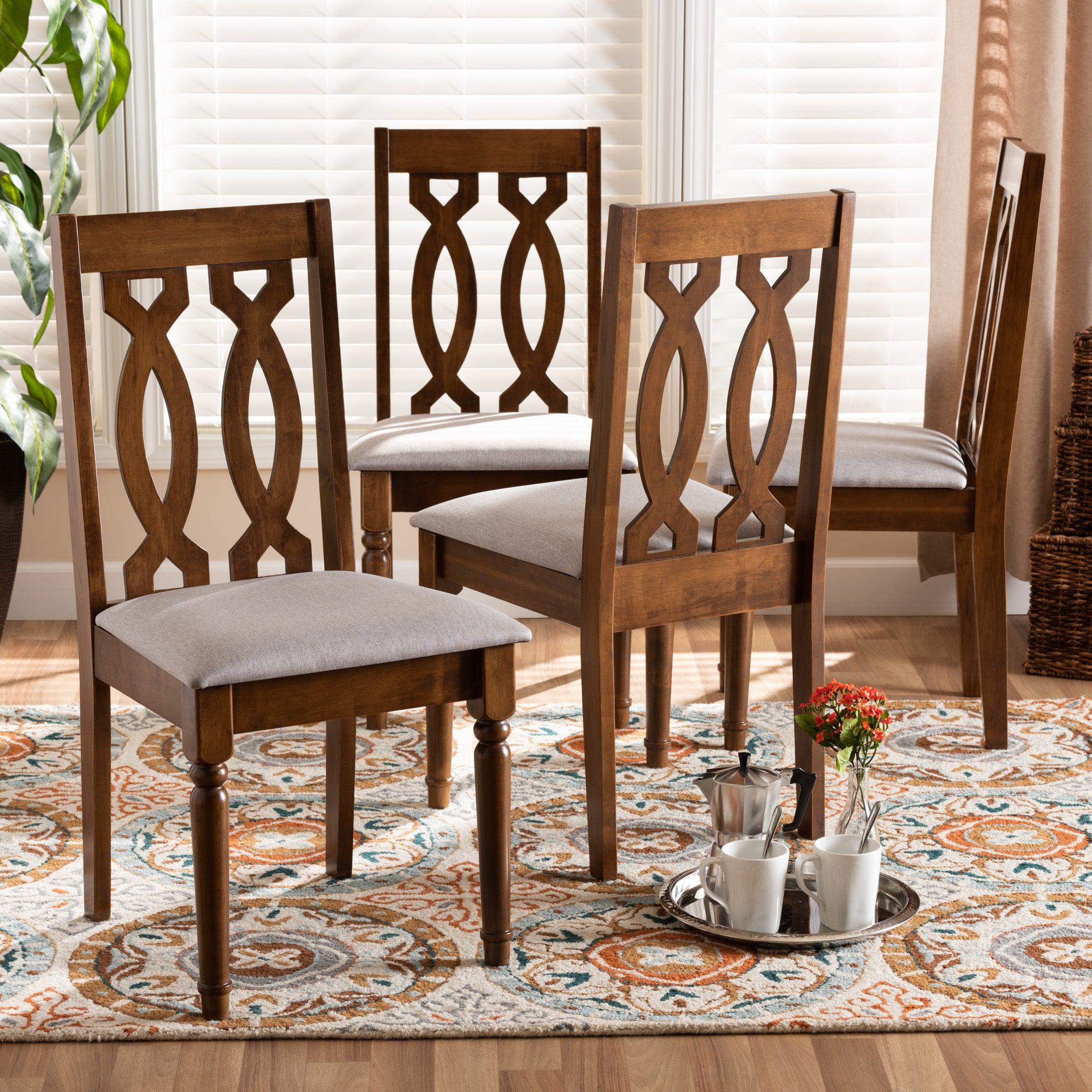 Cherese Modern and Contemporary Fabric Upholstered Finished 4-Piece Wood Dining Chair Set