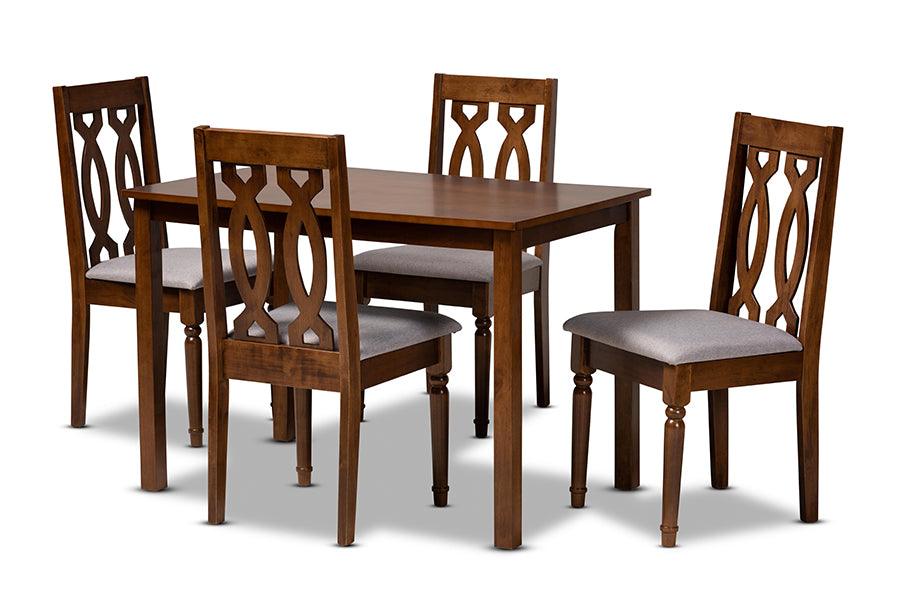 Kasia Modern and Contemporary Fabric Upholstered and Finished Wood 5-Piece Dining Set