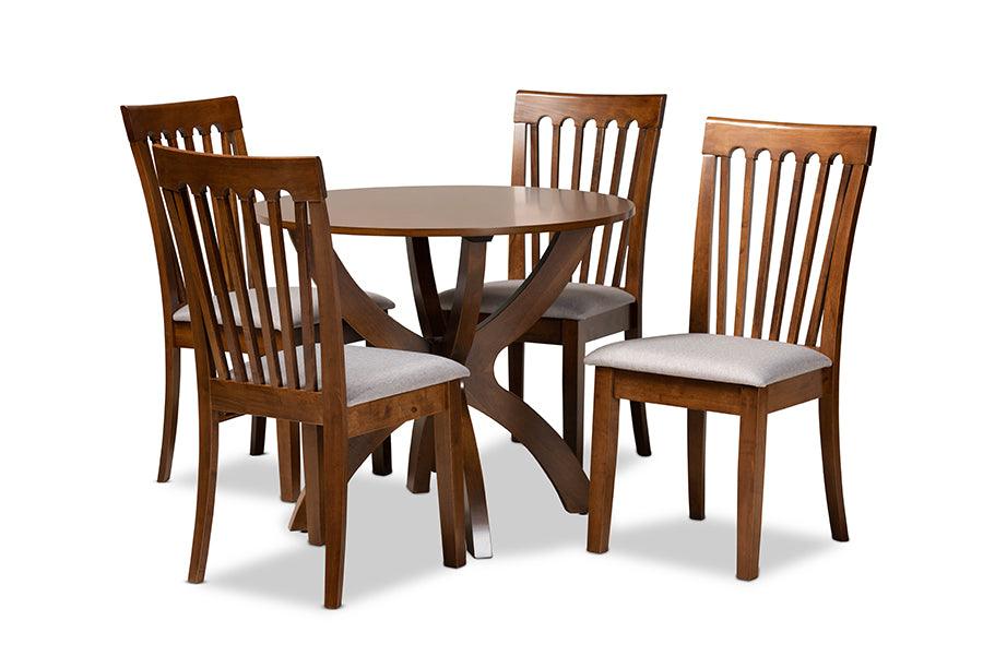Bailey Modern and Contemporary Fabric Upholstered and Finished Wood 5-Piece Dining Set