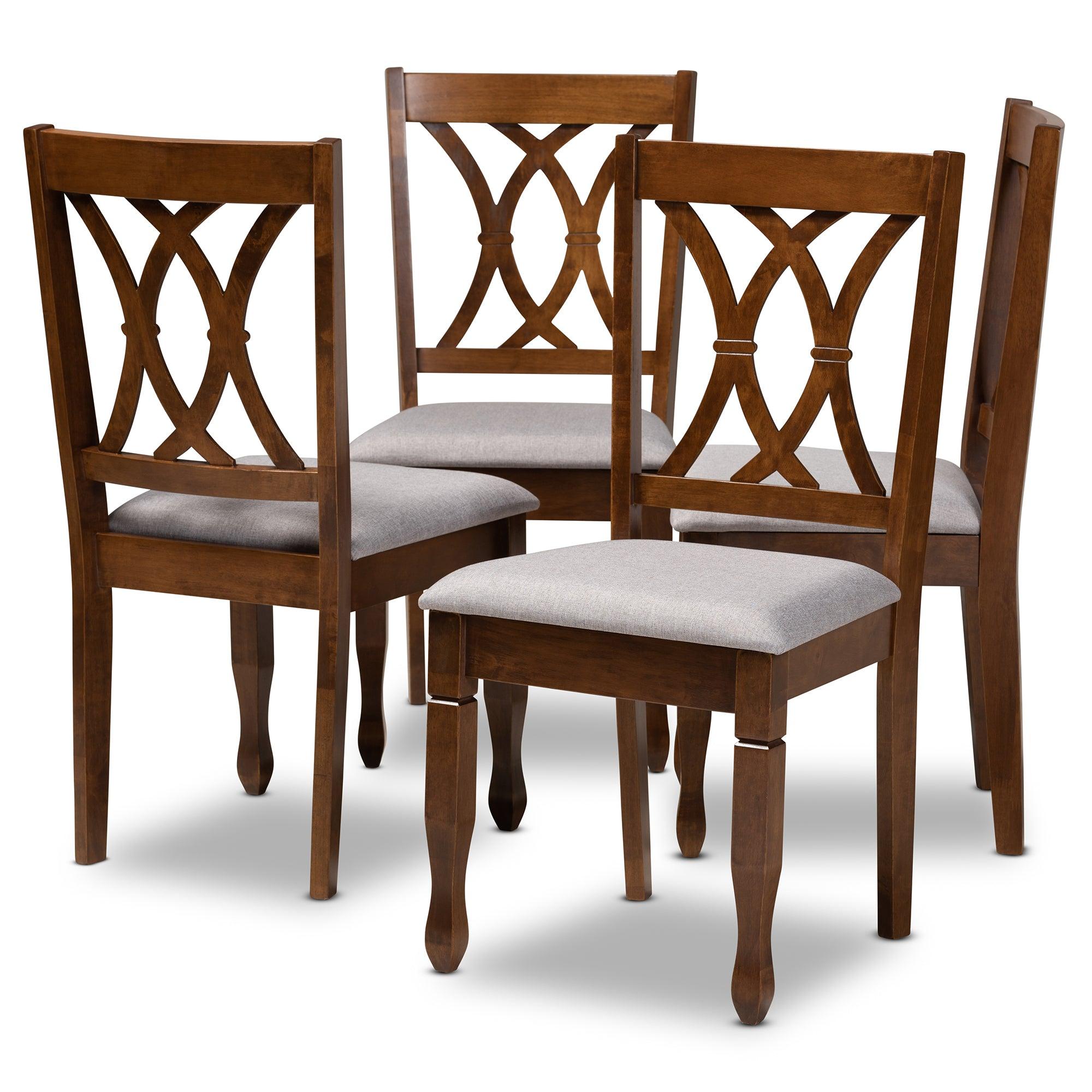 Augustine Modern and Contemporary Fabric Upholstered and Finished Wood 4-Piece Dining Chair Set Set